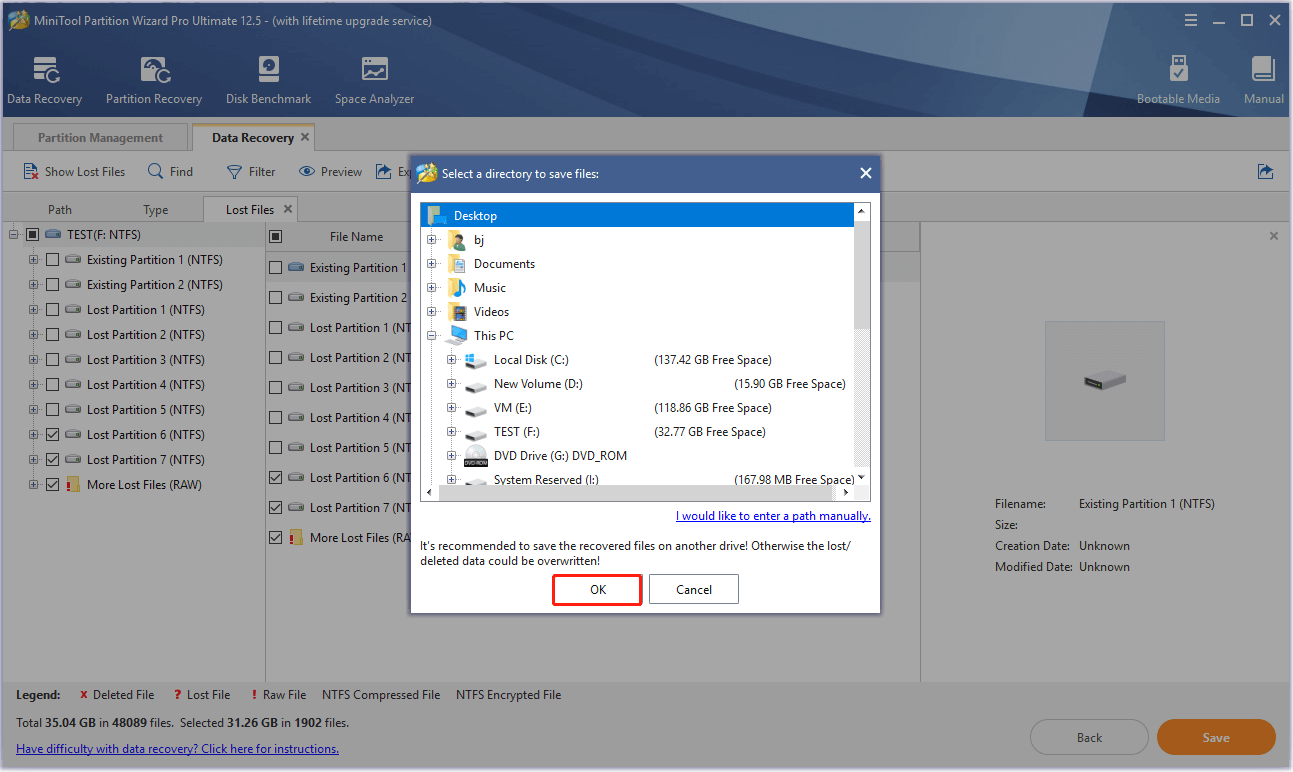 choose a directory to save files