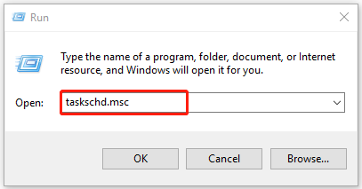 type taskschd msc in the Run box