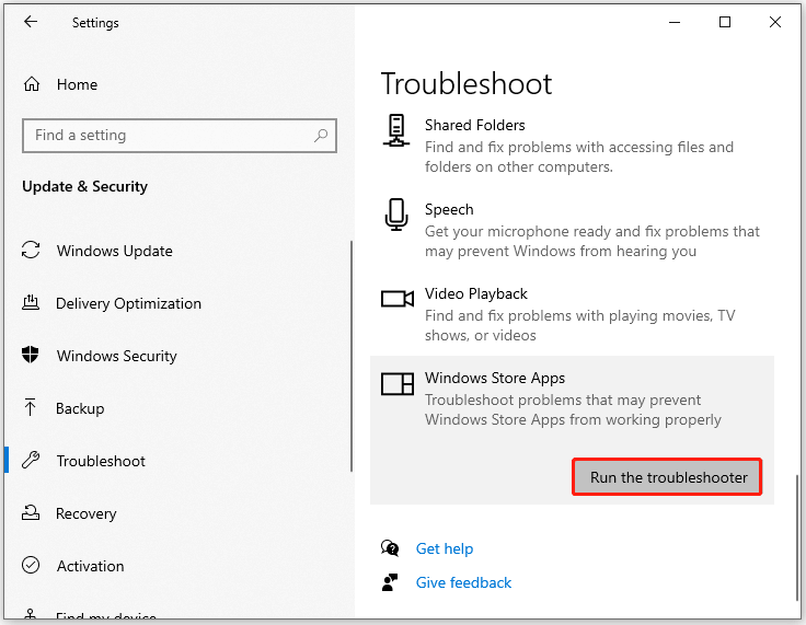 run the troubleshooter