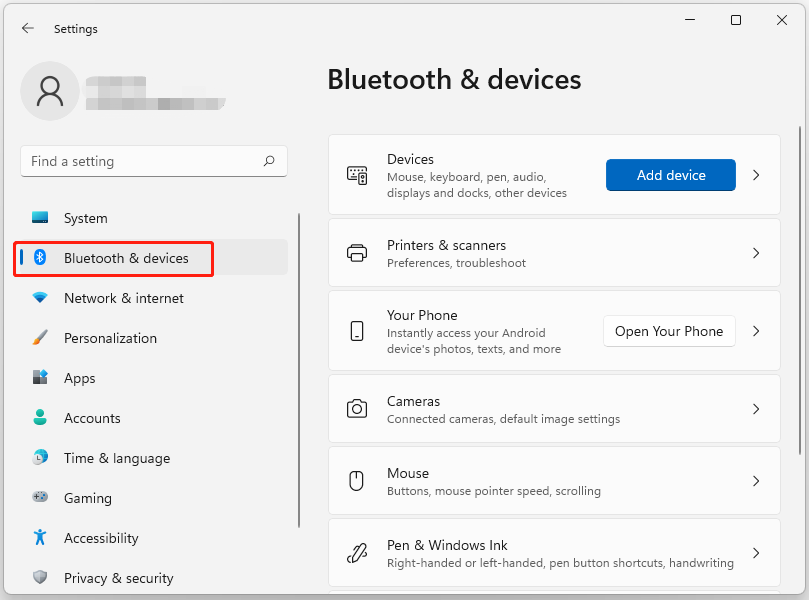 move to Bluetooth and devices