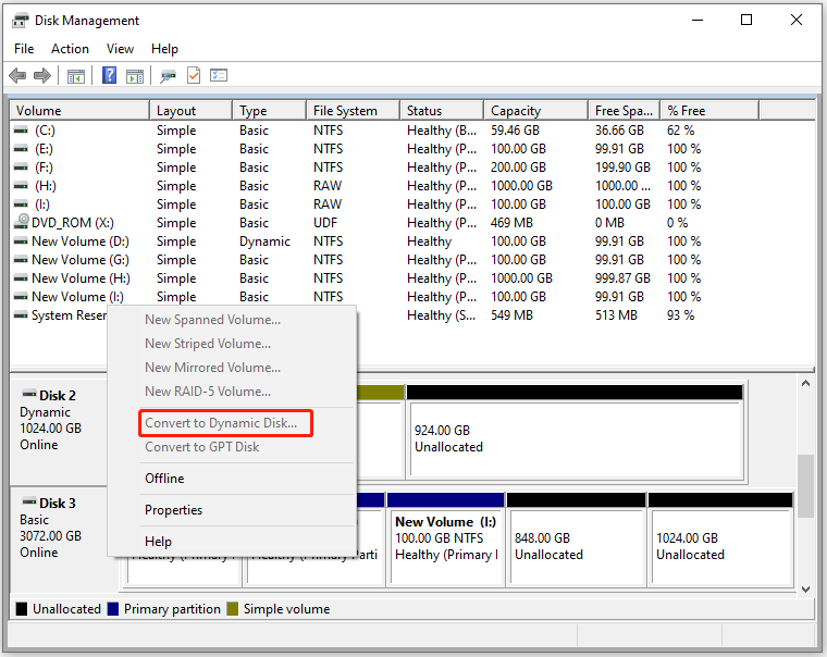 Convert to Dynamic Disk greyed out