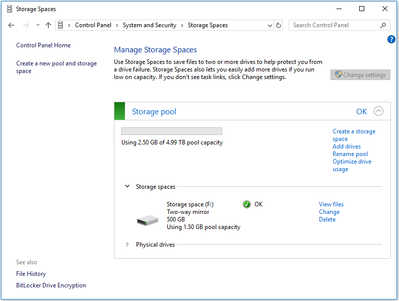 manage storage spaces