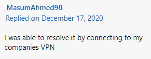 a user report from Microsoft forum