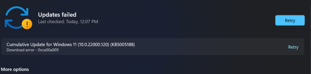 download error 0xca00a009