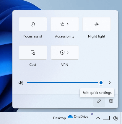 Windows 11 quick settings