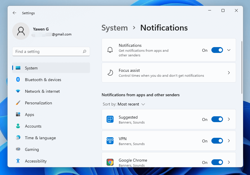 notification settings