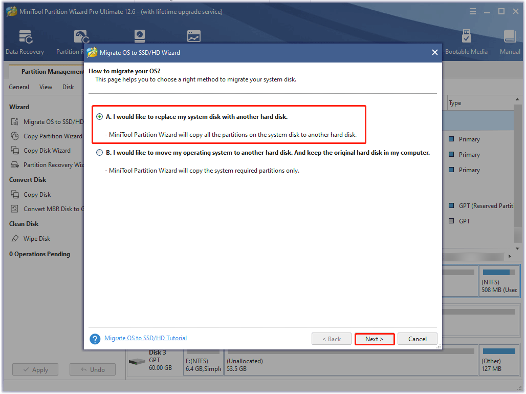 choose a method to migrate system disk