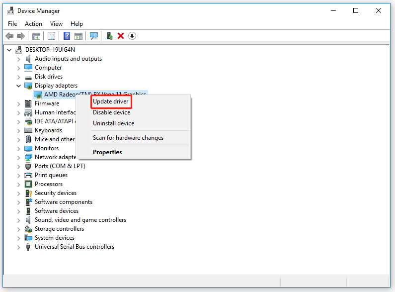 click Update driver
