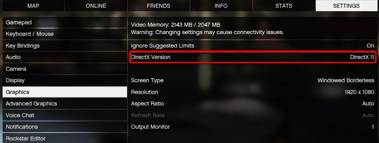 change the in game DirectX Version GTA