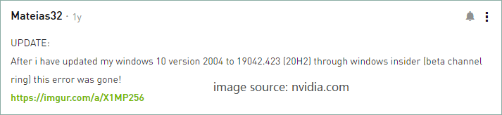 a user’s report from NVIDIA