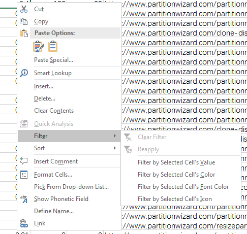 choose Filter option