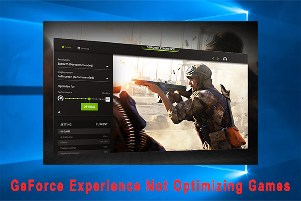 GeForce Experience not optimizing games