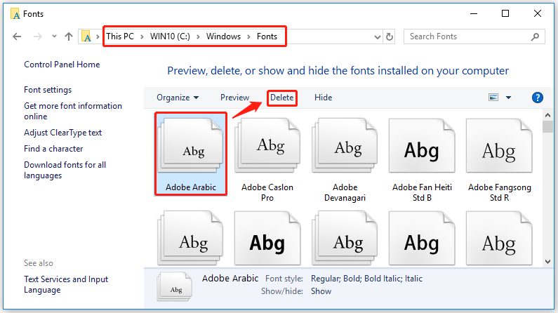 delete unnecessary fonts
