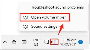 select the Open volume mixer option