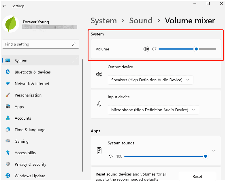 change system volume