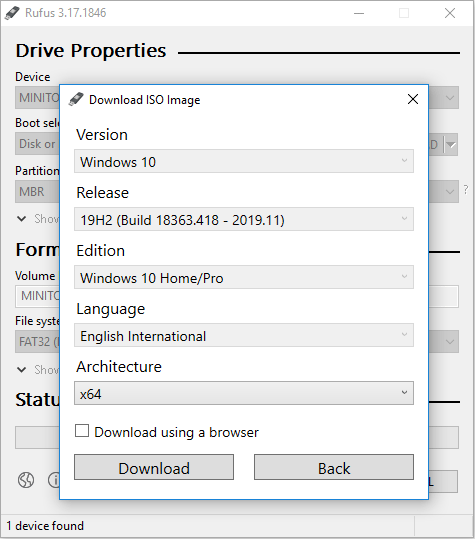 download Windows 10 using Rufus