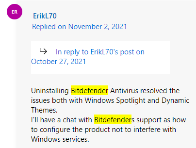 a user report from answer Microsoft forum