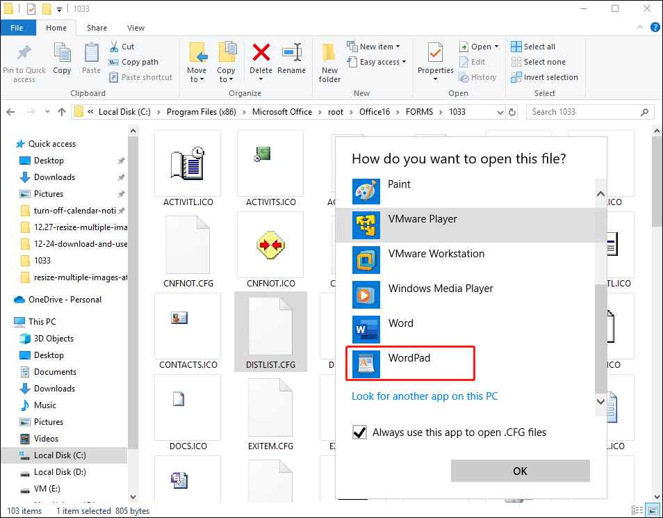 select WordPad