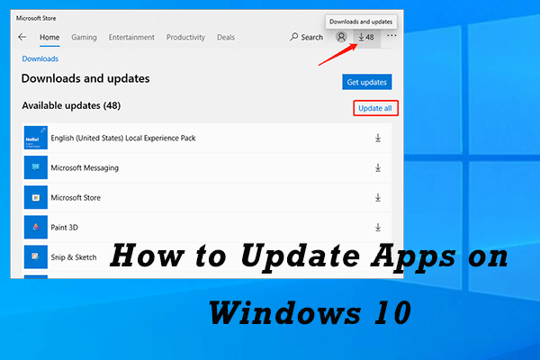 how to update apps on Windows 10