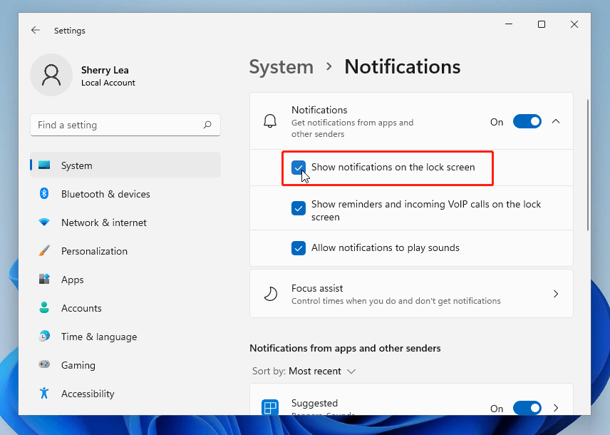 show notifications on the lock screen