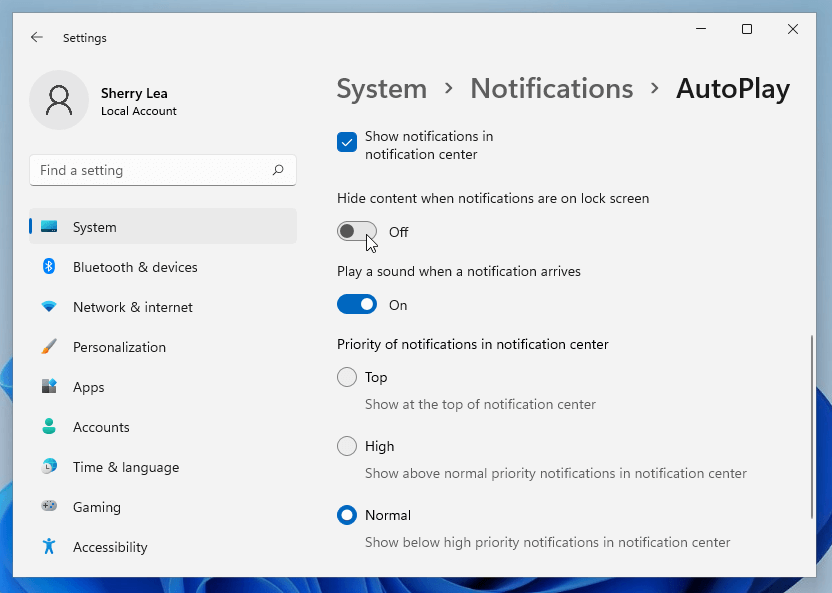 Windows 11 Notification Panel