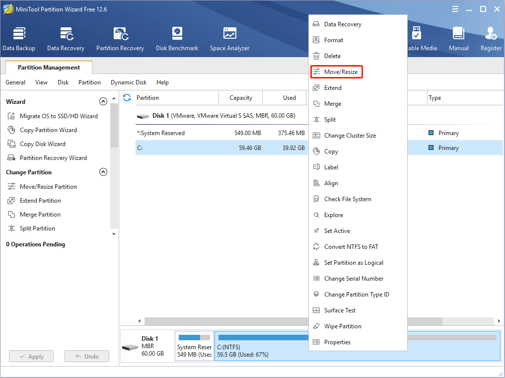 Move and Resize partition