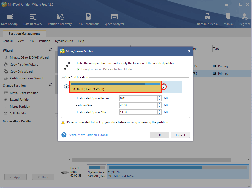 shrink a partition