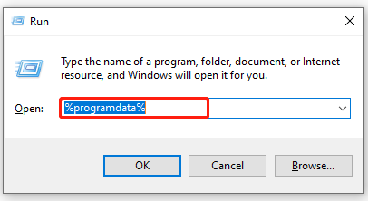 open programdata folder via the run box