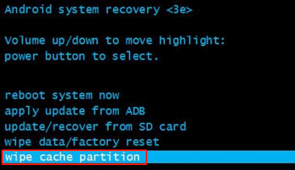 choose wipe cache partition