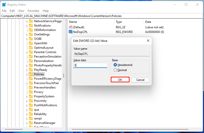 modify value data