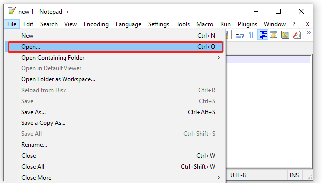 select File and Open in Notepad Plus