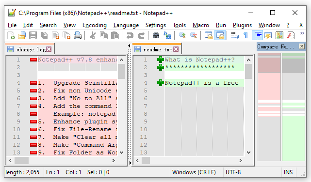 compare multiple text files notepad