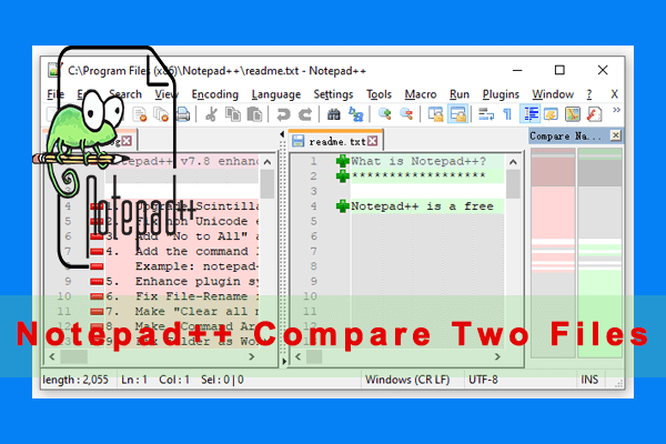 Notepad++ compare two files