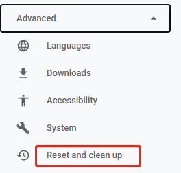 click Reset and clean up