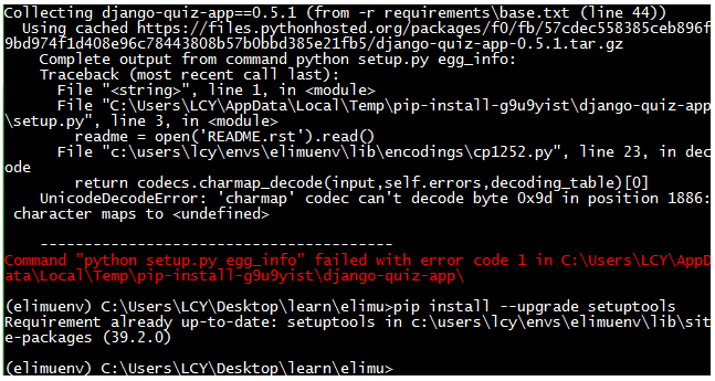 pip install failed with error code 1