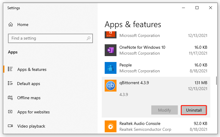 uninstall qBittorrent