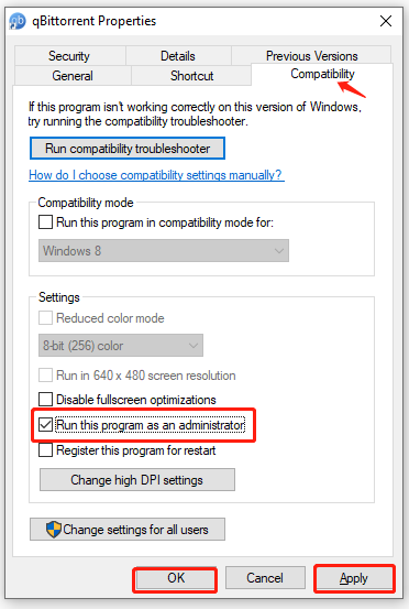 run qBittorrent as an administrator