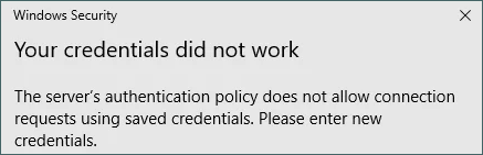 Windows 10 Remote Desktop credentials did not work