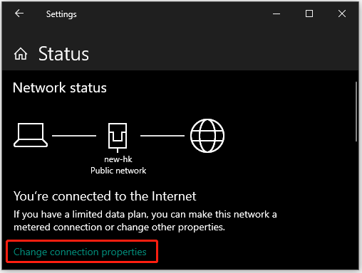 click Change connection properties