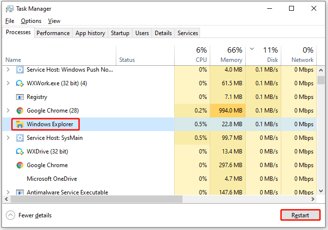 restart the Windows Explorer