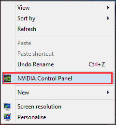 select the Nvidia Control Panel