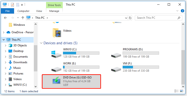 the mounted ISO file as a drive