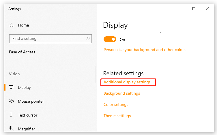 click Additional display settings