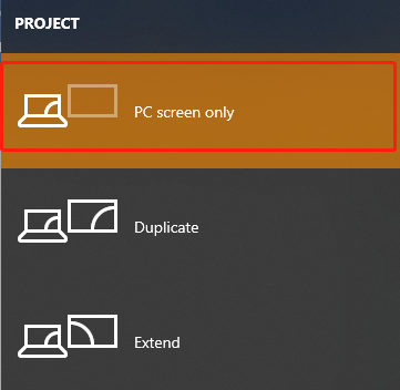 select PC screen only