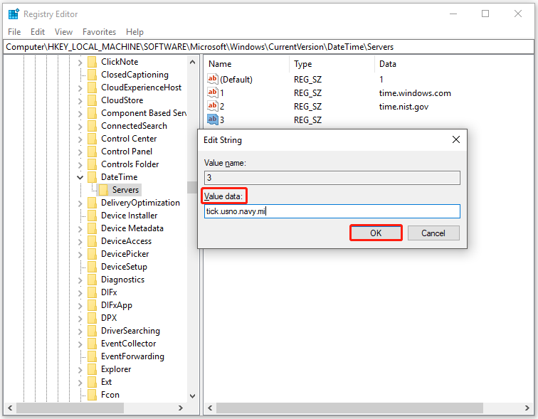 type the value data and save the changes