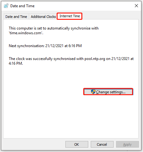 change settings