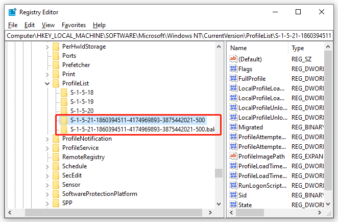 find SID in Registry Editor