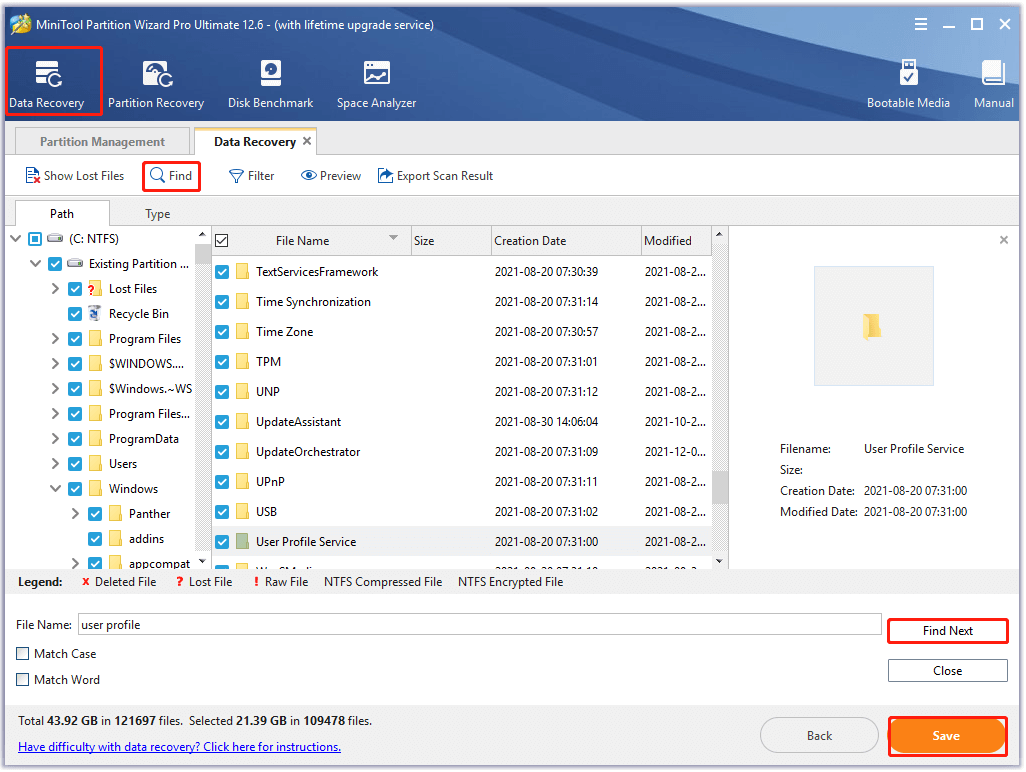 recover lost data using MiniTool Partition Wizard