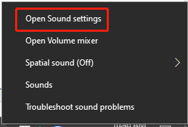 select Open Sound Settings