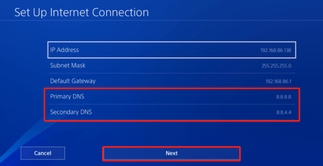 change DNS server in PS4
